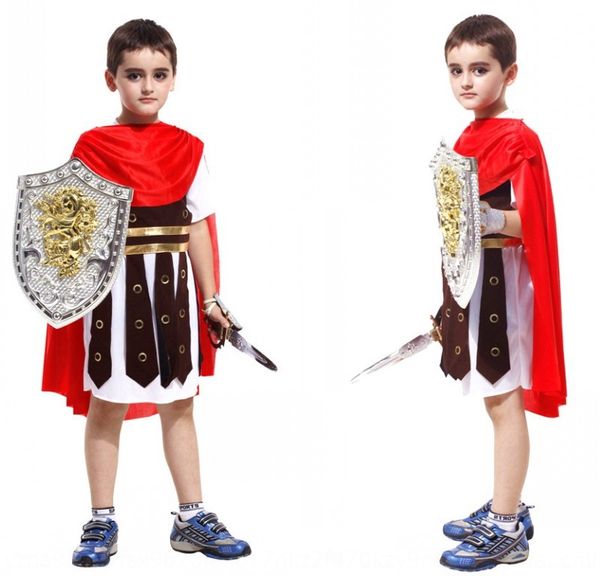 halloween cosplaywear b- 0059 ancient ancient costume roman warrior costume armor children's wang zifu, Black;red