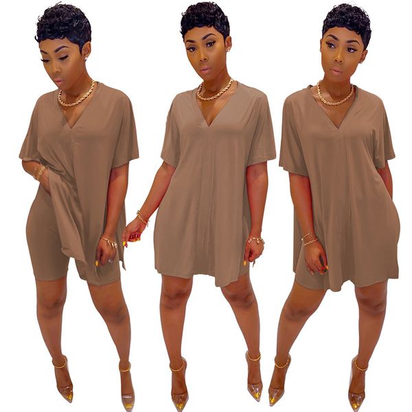 two piece pants set women tracksuit summer clother v neck short sleeve loose casual and skinny short matching suits, White
two piece pants set women tracksuit summer clother v neck short sleeve loose casual and skinny short matching suits, White