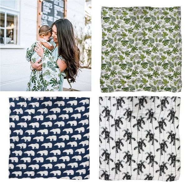 Drop Ship. Green Leaf Newborn Muslin Cotton Soft Baby Blanket Swaddling Baby Blankets Bedding Blankets Swaddle Wrap Bath Towel