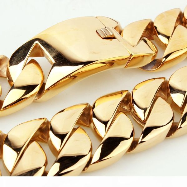 stainless steel jewelry punk necklace mens hip hop luxury designer necklace cuban curb link gold chain rapper 31mm wide large super heavy, Silver 
stainless steel jewelry punk necklace mens hip hop luxury designer necklace cuban curb link gold chain rapper 31mm wide large super heavy, Silver