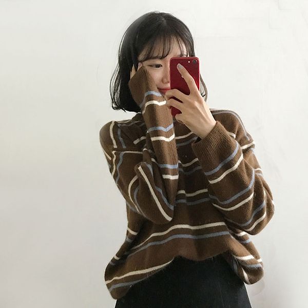 korean autumn winter o neck preppy style loose sweaters striped knitted pullovers harajuku style student sweater, White;black
korean autumn winter o neck preppy style loose sweaters striped knitted pullovers harajuku style student sweater, White;black