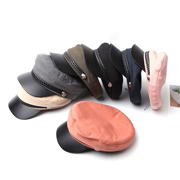 fashion pu leather hat autumn sailor hats for women men black grey flat female travel cadet hat captain cap, Blue;gray
fashion pu leather hat autumn sailor hats for women men black grey flat female travel cadet hat captain cap, Blue;gray