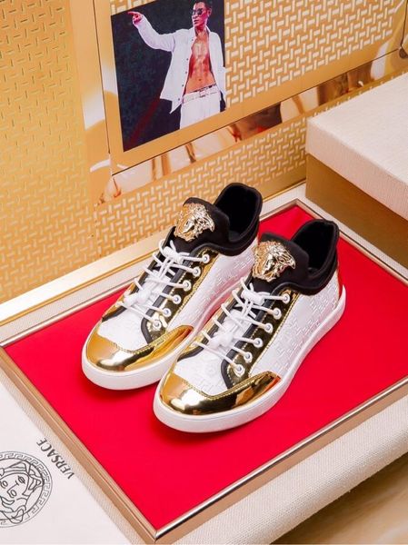 2020i limited edition medusa printed leather men's daily lace up casual shoes, high-end fashionable wild outdoor sneakers, size: 38-45, Black
2020i limited edition medusa printed leather men's daily lace up casual shoes, high-end fashionable wild outdoor sneakers, size: 38-45, Black