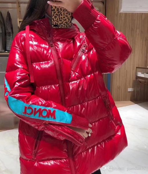 2019 winter women jacket hooded down jacket new bright coat women's short down duck down flocking the sleeve letters big zipper, Black
2019 winter women jacket hooded down jacket new bright coat women's short down duck down flocking the sleeve letters big zipper, Black