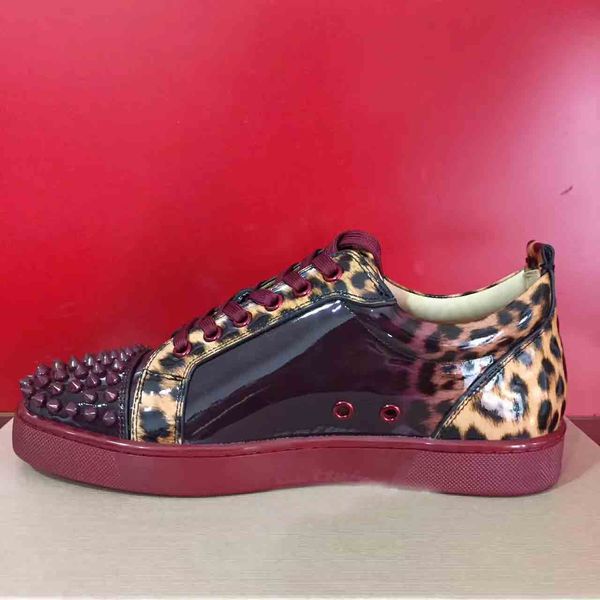 genuine leather patent leopard men wedding casual shoes ultra thin red bottom luxey designs junior spiked lace-up trainers, Black
genuine leather patent leopard men wedding casual shoes ultra thin red bottom luxey designs junior spiked lace-up trainers, Black
