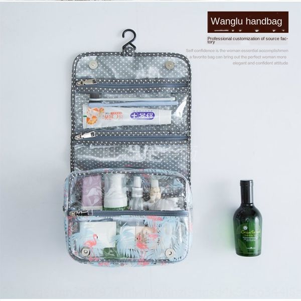 transparent zipper pvc cosmetic waterproof travel wash zipper bag hanging cosmetic set sail cotton bag