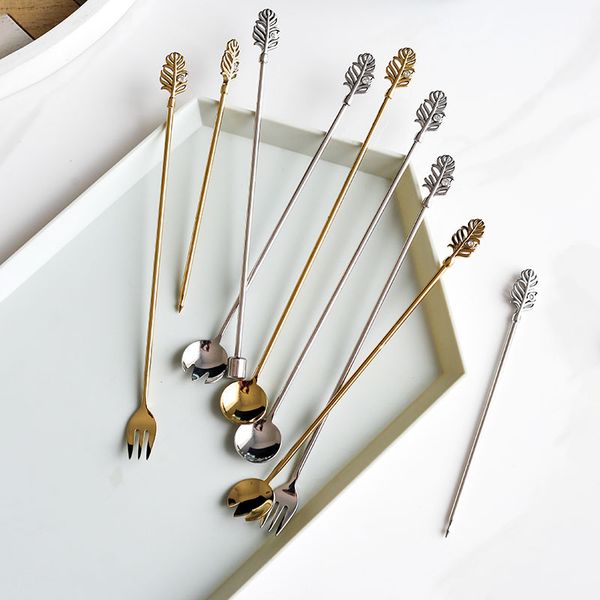 creative leaf design ice-cream spoon stainless steel gold salad fruit fork long-handle coffee and cocktail stirrer
creative leaf design ice-cream spoon stainless steel gold salad fruit fork long-handle coffee and cocktail stirrer