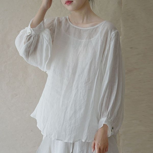 women's blouses & shirts johnature cotton linen solid color retro o-neck button lantern sleeve shirt 2021 autumn loose plus size all-ma, White
women's blouses & shirts johnature cotton linen solid color retro o-neck button lantern sleeve shirt 2021 autumn loose plus size all-ma, White
