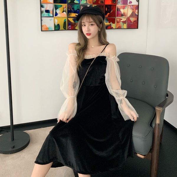 lolita women velvet dresses winter see through mesh ruffles off shoulder lantern sleeve slim slip dress plus size vestidos p546, Black;gray
lolita women velvet dresses winter see through mesh ruffles off shoulder lantern sleeve slim slip dress plus size vestidos p546, Black;gray