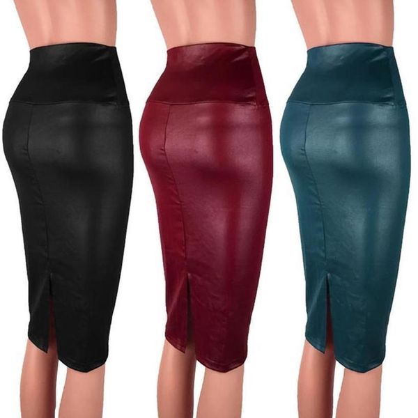 bodycon skirt fashion women high waist split faux leather knee length pencil skirt for female pencil skirt autumn, Black
bodycon skirt fashion women high waist split faux leather knee length pencil skirt for female pencil skirt autumn, Black
