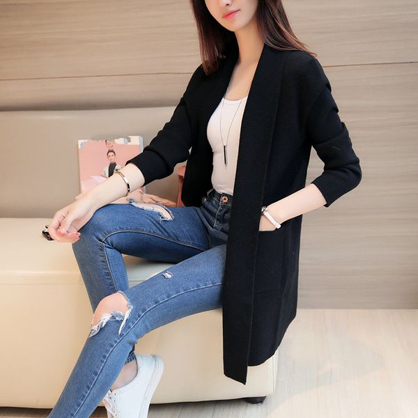2020 spring new wild loose long knitwear cardigan women sweater coat long sleeve coat sweater women, White;black
2020 spring new wild loose long knitwear cardigan women sweater coat long sleeve coat sweater women, White;black