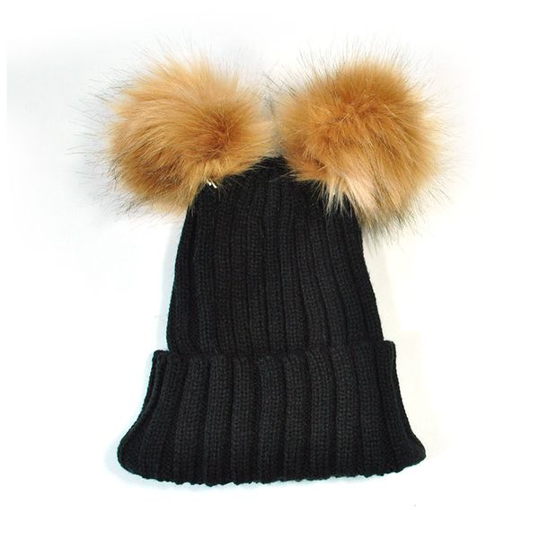child winter cap double real fur ball pom poms hat for girl hat knitted cap skullies, Yellow
child winter cap double real fur ball pom poms hat for girl hat knitted cap skullies, Yellow