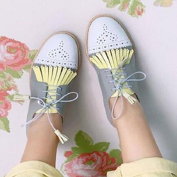 spring autumn women shoes brogue lace up office ladies pumps mixed colors low heels platform fringe female shoes, Black 
spring autumn women shoes brogue lace up office ladies pumps mixed colors low heels platform fringe female shoes, Black