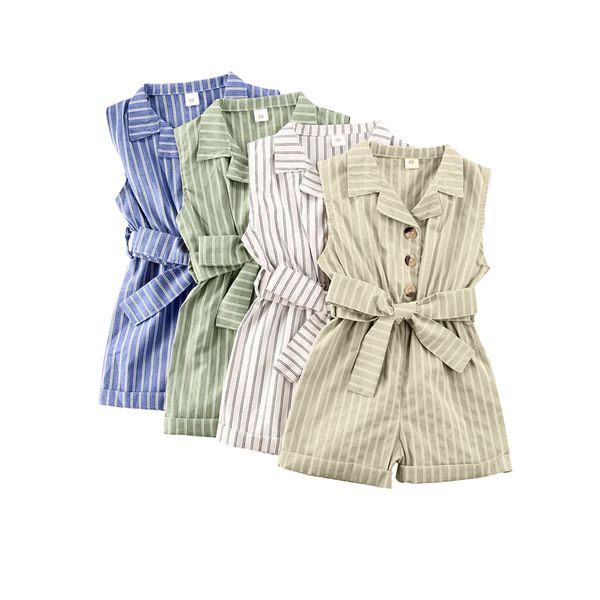 1-6y summer toddler baby girls rompers overalls striped print sleeveless turn down button jumpsuits 4 colors t200721, Blue
1-6y summer toddler baby girls rompers overalls striped print sleeveless turn down button jumpsuits 4 colors t200721, Blue