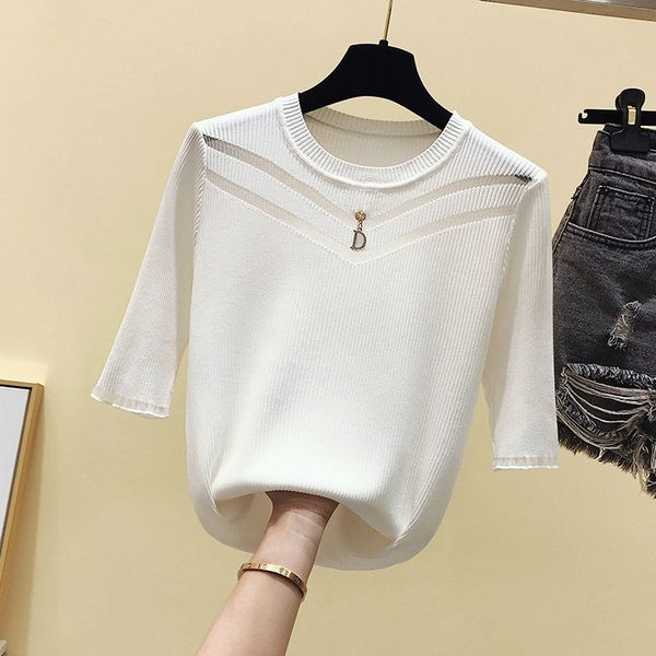 women's t-shirt 2021 women t-shirts casual solid ice silk thin o-neck knit half sleeve for clothing, White
women's t-shirt 2021 women t-shirts casual solid ice silk thin o-neck knit half sleeve for clothing, White