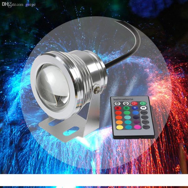 Wholesale-10w Cob Swimming Pool Led Spot Light Underwater Ip68 12v 1000lm Waterproof Fountain Light Rgb 16 Color Change Remote Controller
