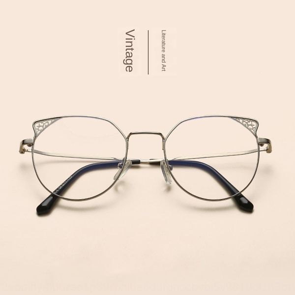 2019 new metal frame korean fashion glasses frame artistic hipster cat ear plain glasses, Silver
2019 new metal frame korean fashion glasses frame artistic hipster cat ear plain glasses, Silver