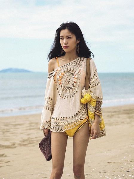 summer original design women bohemian beach casual loose knitted hollow out cotton shirts sunscreen clothes smock, White
summer original design women bohemian beach casual loose knitted hollow out cotton shirts sunscreen clothes smock, White