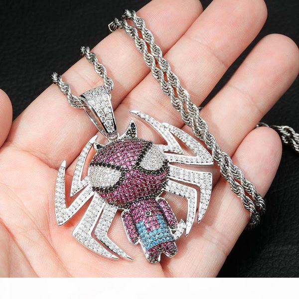 hip-hop cartoon spider-man men's pendant necklace iced out cz chains punk silver color charms necklace 
hip-hop cartoon spider-man men's pendant necklace iced out cz chains punk silver color charms necklace