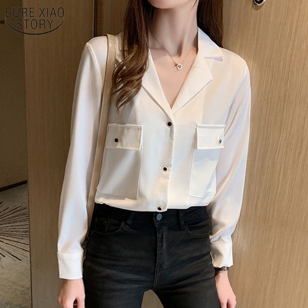 2020 korean all-match v neck large pocket long sleeve chiffon blouse new style autumn and winter fashion women shirts 10492, White
2020 korean all-match v neck large pocket long sleeve chiffon blouse new style autumn and winter fashion women shirts 10492, White