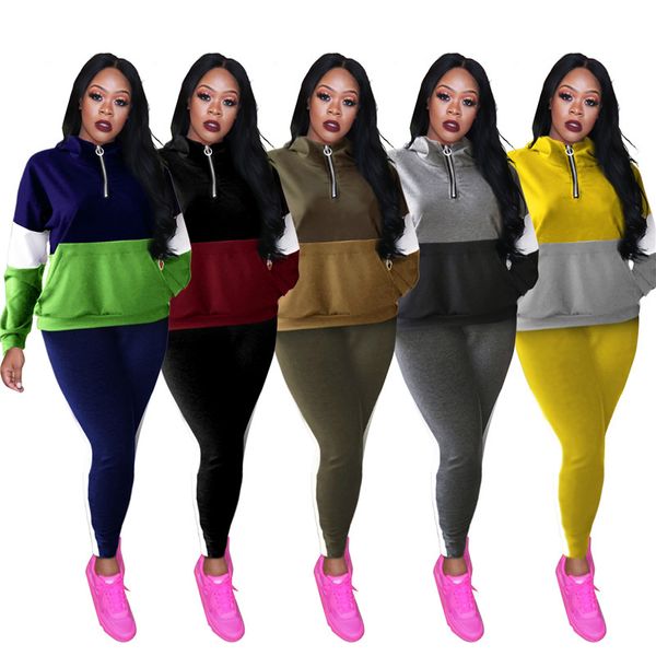 hooded zipper women two piece outfits pants set famela panelled designer sports style suits contrast clothing, White
hooded zipper women two piece outfits pants set famela panelled designer sports style suits contrast clothing, White