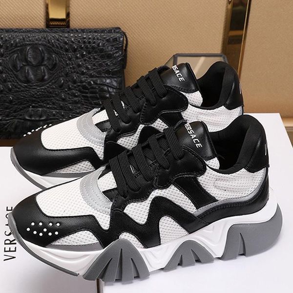 drop ship mens shoes male sport comfortable running footwears squalo sneakers low lace -up casual men shoes herren luxus marken schuhe, Black