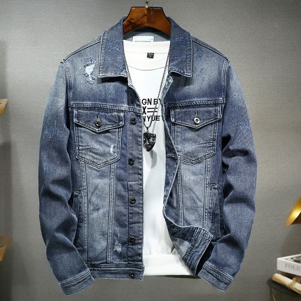 spring new high-end cotton denim men's hole handsome denim jacket trendy men's casual jacket 2102, Black;brown
spring new high-end cotton denim men's hole handsome denim jacket trendy men's casual jacket 2102, Black;brown