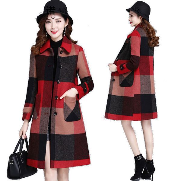 2020 new women plaid coat v neck a shape pattern woolen cloak for winter autumn knee length slim elegant outwear plus size, Black
2020 new women plaid coat v neck a shape pattern woolen cloak for winter autumn knee length slim elegant outwear plus size, Black