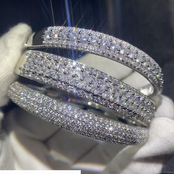 sparkling new arrival luxury jewelry 925 sterling silver fill pave white sapphire cz diamond women wedding bangle finger bracelet gift, Black
sparkling new arrival luxury jewelry 925 sterling silver fill pave white sapphire cz diamond women wedding bangle finger bracelet gift, Black