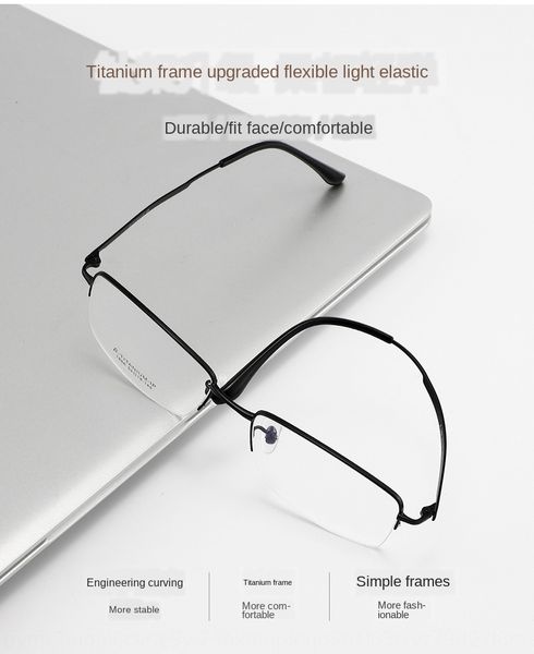 new high-end men's business half- glasses pure titanium optical frame metal glasses frame 1866, Silver 
new high-end men's business half- glasses pure titanium optical frame metal glasses frame 1866, Silver