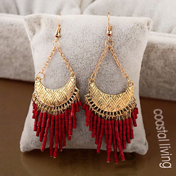 oiquei 2020 new bohemia gold metal moon shaped red rice beads jhumka tassel drop earrings for women ethnic gypsy jewelry, Silver
oiquei 2020 new bohemia gold metal moon shaped red rice beads jhumka tassel drop earrings for women ethnic gypsy jewelry, Silver