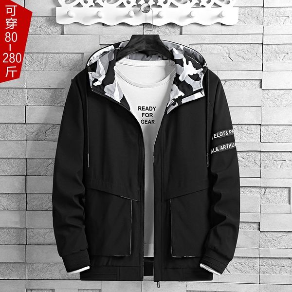 coat men's plus clothing jacket plus size fat fat man jacket hooded loose casual men's clothing, Black;brown