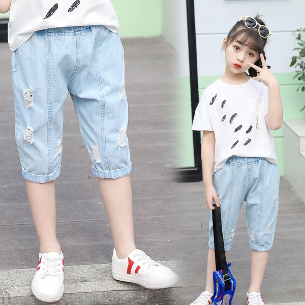 wear girl's 2020 new personality capri and jeans children's wear jeans pants fashionable medium-size children's fashion pants, Blue
wear girl's 2020 new personality capri and jeans children's wear jeans pants fashionable medium-size children's fashion pants, Blue