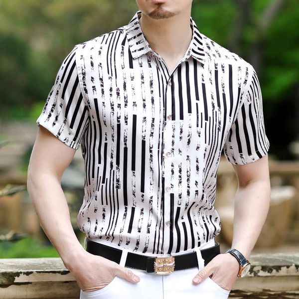 summer short sleeve work shirts night club tuxedo 3xl fashion stage show dress retro shirt men striped shirt men, White;black
summer short sleeve work shirts night club tuxedo 3xl fashion stage show dress retro shirt men striped shirt men, White;black