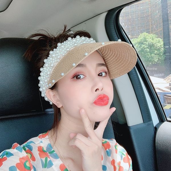 female summer pearl straw pearl empty straw hat female new sunscreen holiday beach new bottomless sun hat, Blue;gray
female summer pearl straw pearl empty straw hat female new sunscreen holiday beach new bottomless sun hat, Blue;gray