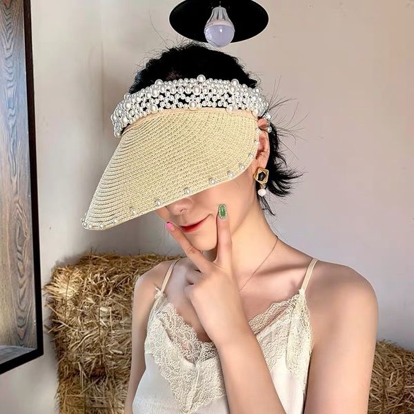 ojksy internet celebrity hand-woven pearl empty female sunscreen holiday beach korean style lady pearl straw hat travel sunshade straw hat t, Blue;gray
ojksy internet celebrity hand-woven pearl empty female sunscreen holiday beach korean style lady pearl straw hat travel sunshade straw hat t, Blue;gray
