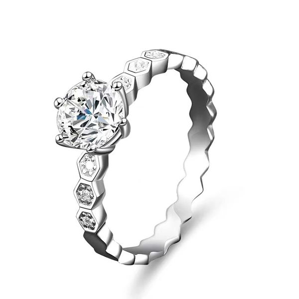 solid 925 sterling silver ring cz diamond honeycomb wedding promise finger ring classic design real platinum plated 6 prongs women jewelry, Slivery;golden
solid 925 sterling silver ring cz diamond honeycomb wedding promise finger ring classic design real platinum plated 6 prongs women jewelry, Slivery;golden