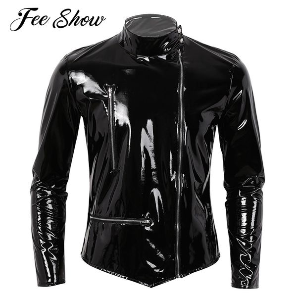 men's jackets men punk wet look patent leather gothic latex coat streetwear long sleeves front zippered slim motorcycle jacket biker, Black;brown
men's jackets men punk wet look patent leather gothic latex coat streetwear long sleeves front zippered slim motorcycle jacket biker, Black;brown
