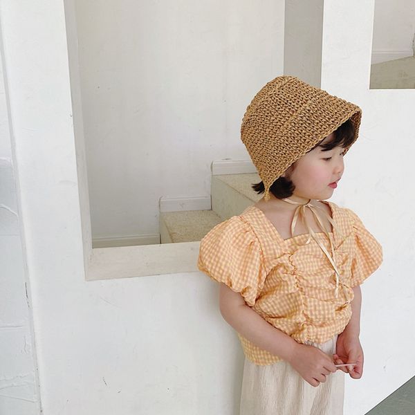 tgg2020 new korean style girl bubble sleeve doll doll shirt little girl plaid shirt, White;black
tgg2020 new korean style girl bubble sleeve doll doll shirt little girl plaid shirt, White;black
