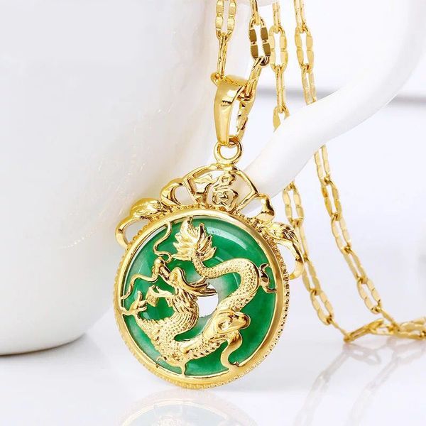 chinese ancient mascot dragon pendant necklace gold plated green malaysian jade with chain, Silver
chinese ancient mascot dragon pendant necklace gold plated green malaysian jade with chain, Silver