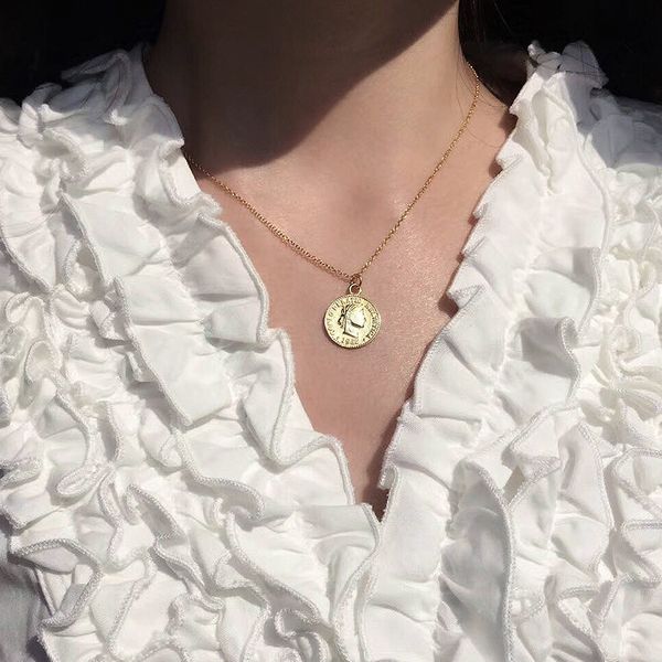 retro simple gold color metal copper coin pendant chain necklace for women egirl aesthetic jewellery gift accessories, Silver
retro simple gold color metal copper coin pendant chain necklace for women egirl aesthetic jewellery gift accessories, Silver