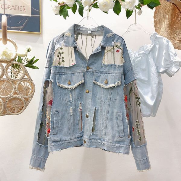 women's jackets heavy work vintage mesh flower embroidered lace patchwork denim jacket women autumn plus size loose oversize hole sunsc, Black;brown
women's jackets heavy work vintage mesh flower embroidered lace patchwork denim jacket women autumn plus size loose oversize hole sunsc, Black;brown