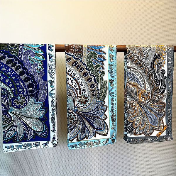 100% silk square scarf women paisley india europe scarfs shawl vintage head neck scarves female foulard femme ladies 90 90 satin curling, Blue;gray
100% silk square scarf women paisley india europe scarfs shawl vintage head neck scarves female foulard femme ladies 90 90 satin curling, Blue;gray