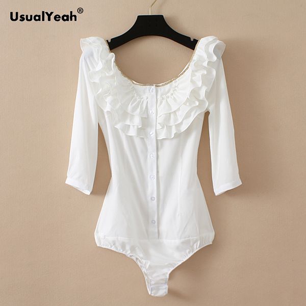 usualyeah elegant tiered ruffles slash neck bodysuit autumn 3/4 sleeve metal chain body shirt and blouse beige s l xl, White
usualyeah elegant tiered ruffles slash neck bodysuit autumn 3/4 sleeve metal chain body shirt and blouse beige s l xl, White