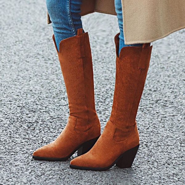 doratasia retro women consise brand shoes solid casual boots women flock winter pointed toe high heels mid calf boots, Black
doratasia retro women consise brand shoes solid casual boots women flock winter pointed toe high heels mid calf boots, Black