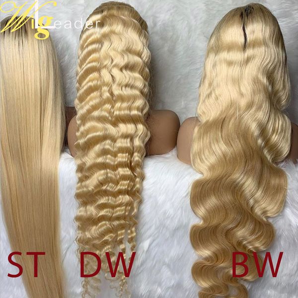 150% remy preplucked straight lace frontal wig #613 deep wave lace frontal wigs blonde lace wigs, Black
