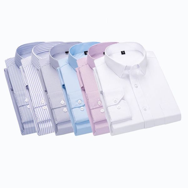 men's dress shirts business casual long sleeved shirt striped white blue black smart male social soft comfortable, White;black
men's dress shirts business casual long sleeved shirt striped white blue black smart male social soft comfortable, White;black