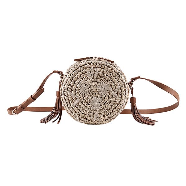 fashion tassel round straw bag small fresh embroidered retro beach bag casual woven handbag for women 
fashion tassel round straw bag small fresh embroidered retro beach bag casual woven handbag for women