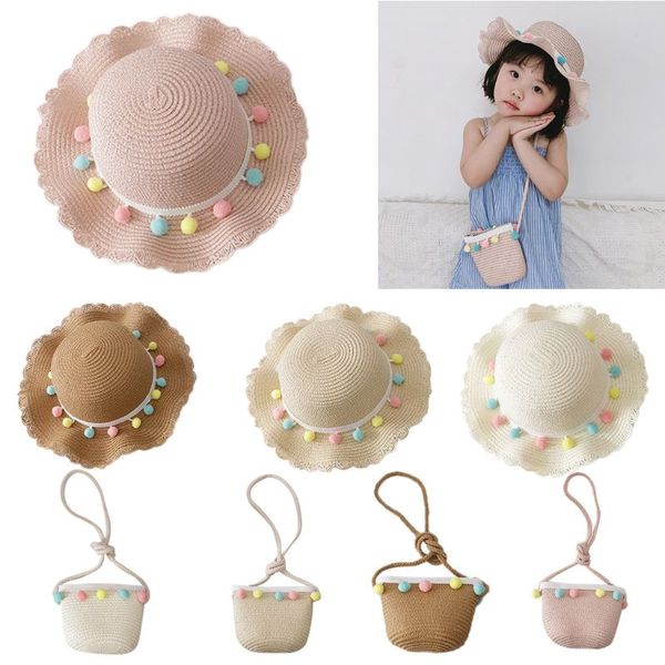 kids girls large wide brim straw woven sun protection beach hat colorful pompom ball summer floppy bucket cap portable handbag, Blue;gray
kids girls large wide brim straw woven sun protection beach hat colorful pompom ball summer floppy bucket cap portable handbag, Blue;gray