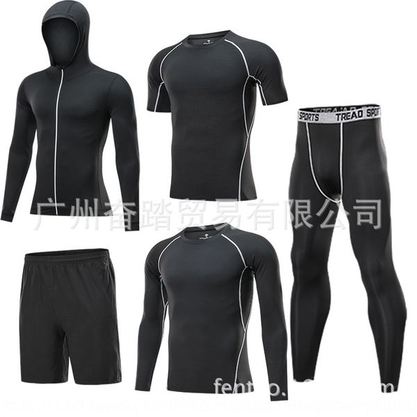 vb3dt men's fitness five-piece set long sleeve cap tight pants tight pants quick-drying suit breathable tights stretch suit running exe, White;black
vb3dt men's fitness five-piece set long sleeve cap tight pants tight pants quick-drying suit breathable tights stretch suit running exe, White;black